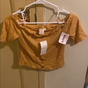 Cute gold off shoulder crop top